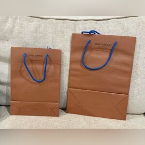 Louis Vuitton Brown Shopping Bags with Blue Handles vintage (2)